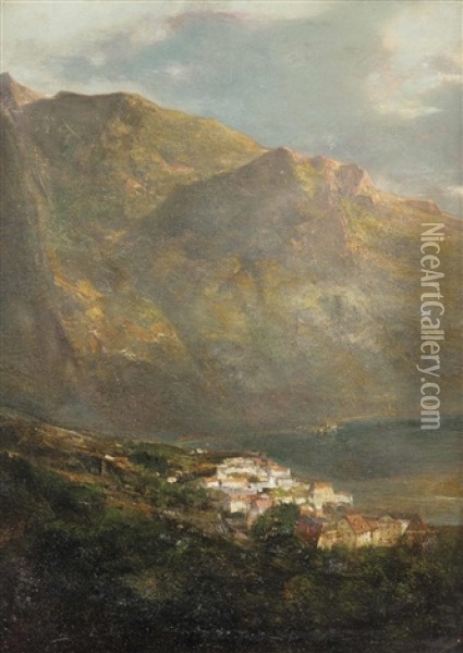 Am Gardasee Oil Painting - Adolf Obermuellner