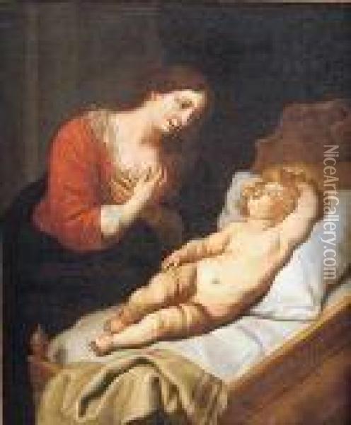 Virgen Con El Nino Dormido Oil Painting - Peter Paul Rubens