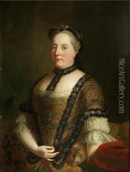 Portrait Of Maria Theresa, Empress Of Austria And Queen Of Hungary And Bohemia, Half-length Oil Painting - Johann Gottfried Auerbach