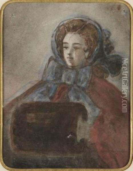 Jeune Femme Au Manchon De Loutre Oil Painting - Constantin Guys