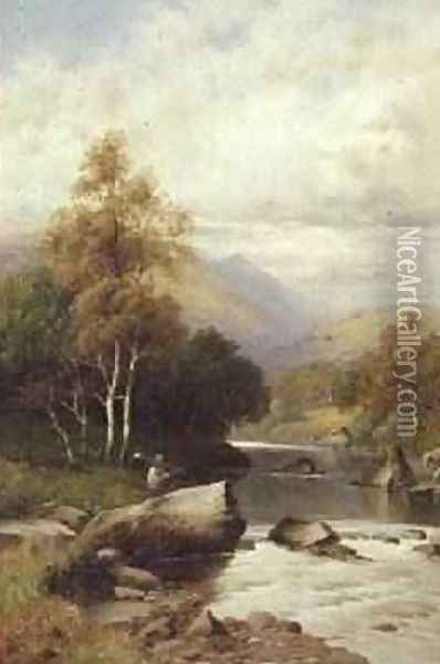 A Quiet Spot in the Festiniog Valley Wales 1909 Oil Painting - William Henry Mander