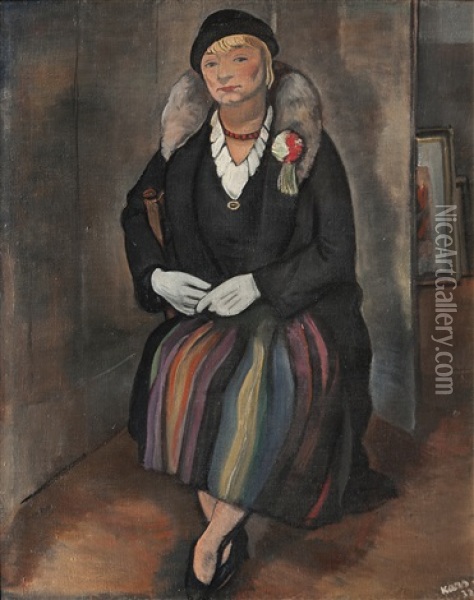 Sitting Woman - Nora Kars Oil Painting - Georges (Karpeles) Kars