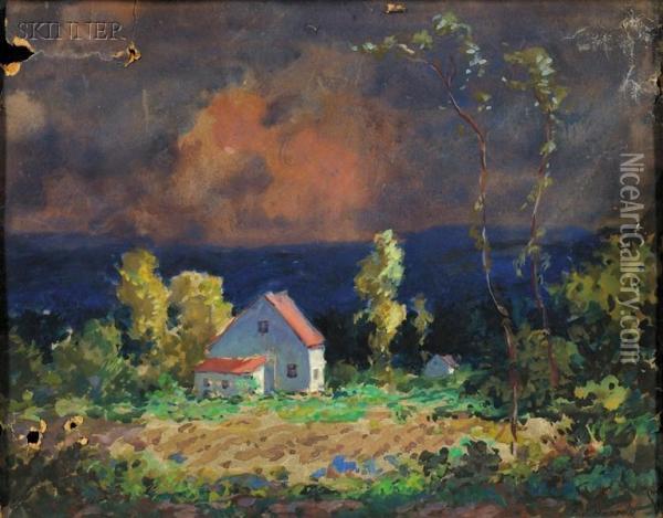 Farmhouse Oil Painting - Frederick James Boston