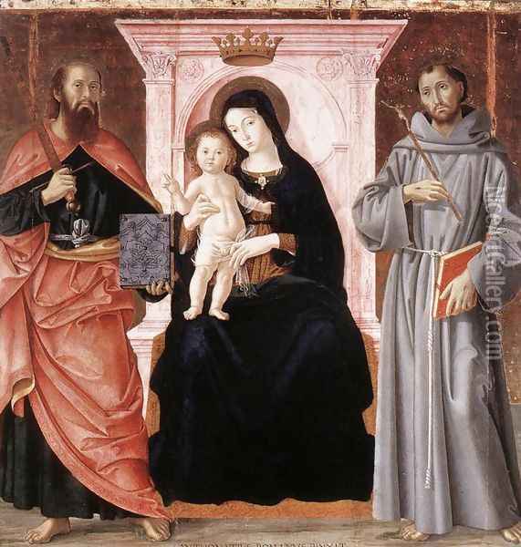 Madonna Enthroned with the Infant Christ and Saints 1487 Oil Painting - Romano Antoniazzo