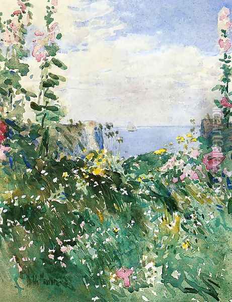 Isles of Shoals Garden, Appledore Oil Painting - Frederick Childe Hassam