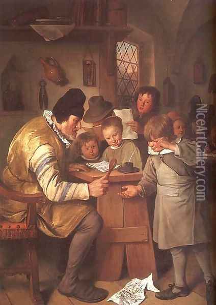 The Schoolmaster 1663-65 Oil Painting - Jan Steen