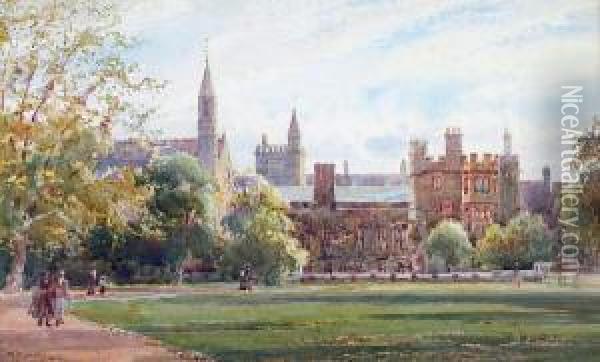 View Of A University College (thought To Be Cambridge) Oil Painting - Edward William Mathison