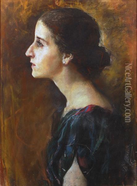 Profilo Di Gentildonna Con Orecchino Oil Painting - Angelo Landi