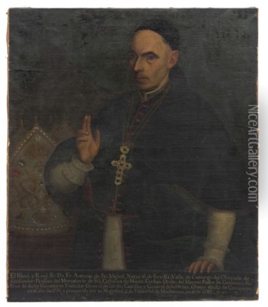 Retrato De Don Fray Antonio De San Miguel Oil Painting - Jose de Alcibar