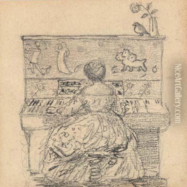 Georgiana Burne-jones At The Piano Oil Painting - Sir Edward Coley Burne-Jones