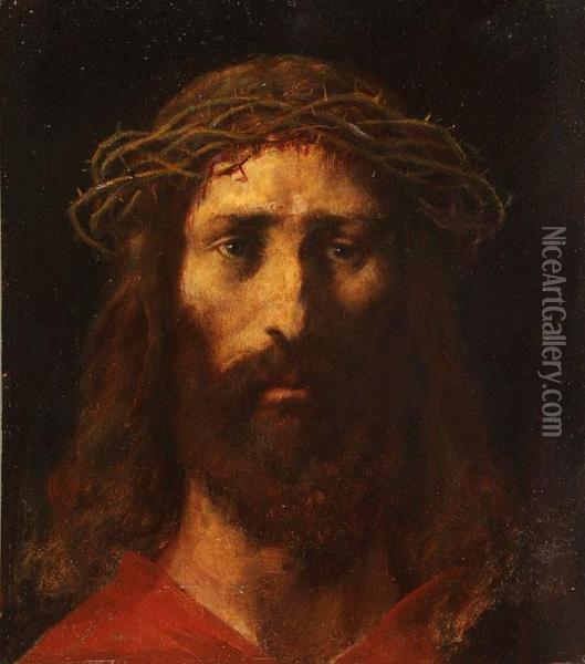 Christ With Crown Of Thorns Oil Painting - Rudolf I Yelin