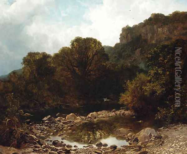 On the river Llugwy, Betws-y-Coed, North Wales Oil Painting - Joseph Paul Pettitt