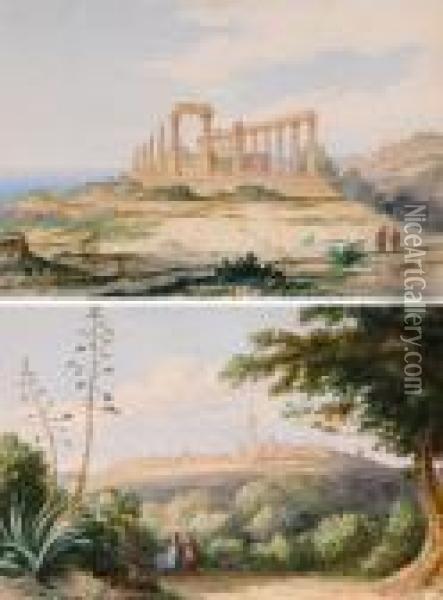Il Tempio Di Giunone Lucina Ad Agrigento Oil Painting - Arthur John Strutt