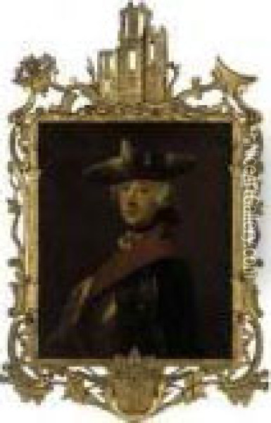 Portrait Of Emperor Frederick The Great Of Prussia (1712-1786) Oil Painting - Antoine Pesne