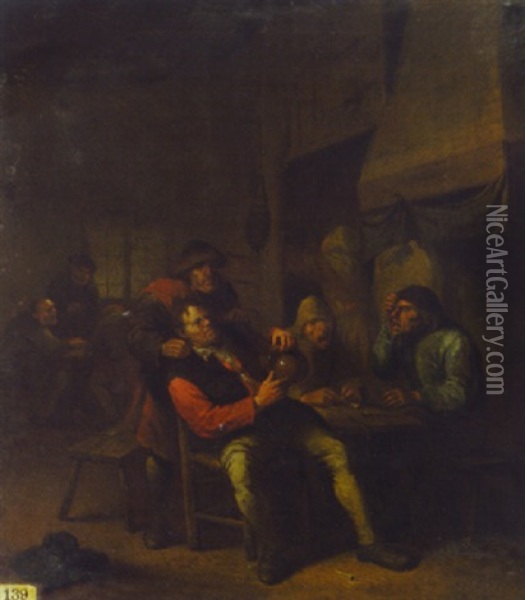 Peasants Carousing In An Interior Oil Painting - Egbert van Heemskerck the Younger