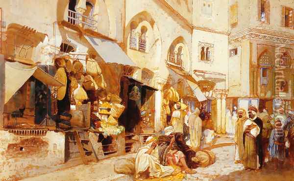Algerian Shops Oil Painting - Louis Comfort Tiffany