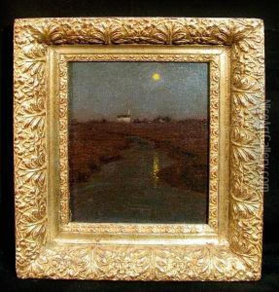 A Moonlit Creek Oil Painting - Lowell Birge Harrison