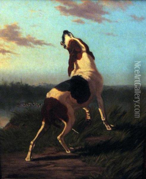 The Wounded Hound Oil Painting - Joseph Urbain Melin