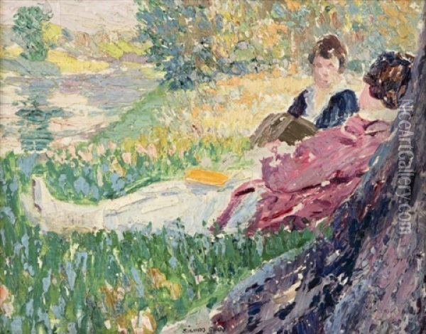 Figures Resting Beneath A Tree Oil Painting - Sigurd Skou