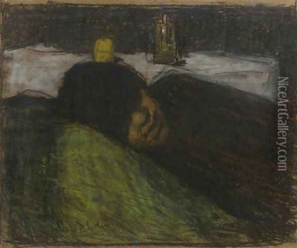 Het zieke kind a girl resting Oil Painting - Suze Robertson