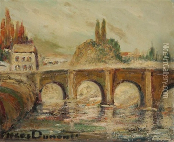 Pont Sur La Riviere Oil Painting - Pierre Dumont