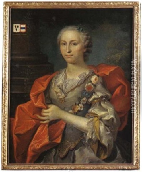 Portrait De Madame De Dampierre De Greny Oil Painting - Jean Francois Delyen