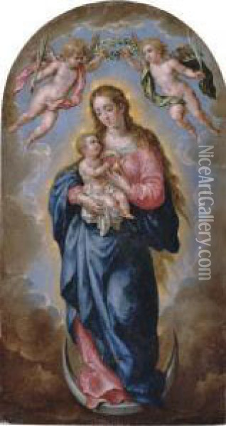 The Madonna And Child In Glory Oil Painting - Hendrick De Clerck
