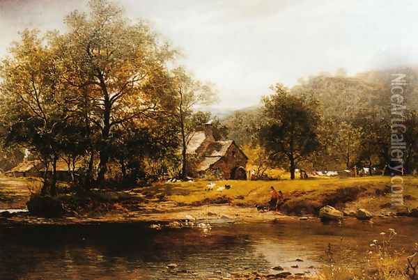 Old Mill, Bettws-y-coed Oil Painting - Benjamin Williams Leader
