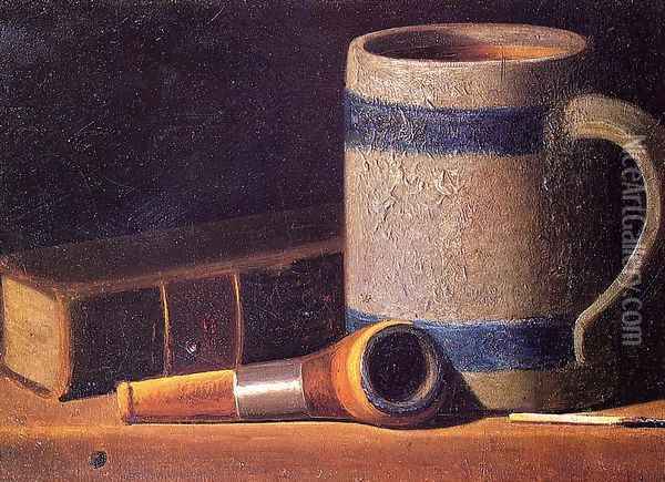 Still Life with Mug, Pipe and Book Oil Painting - John Frederick Peto
