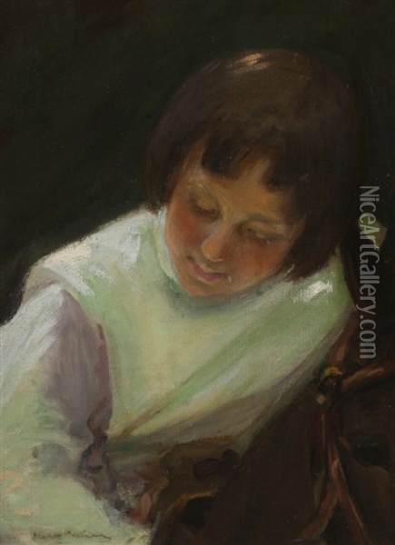 Ruth, Portrait Of A Young Girl Oil Painting - Elanor Ruth Gump Colburn