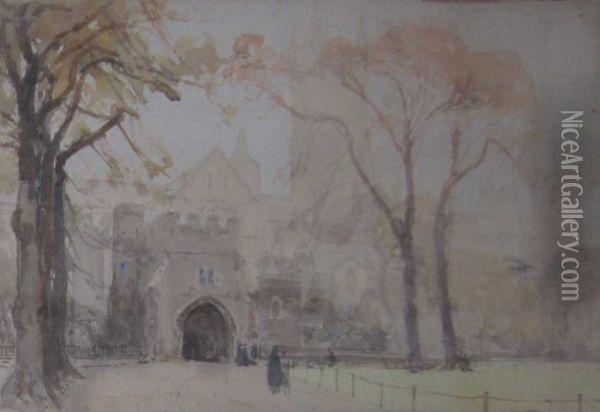 Canterbury Cathedral Oil Painting - Albert Henry Fullwood