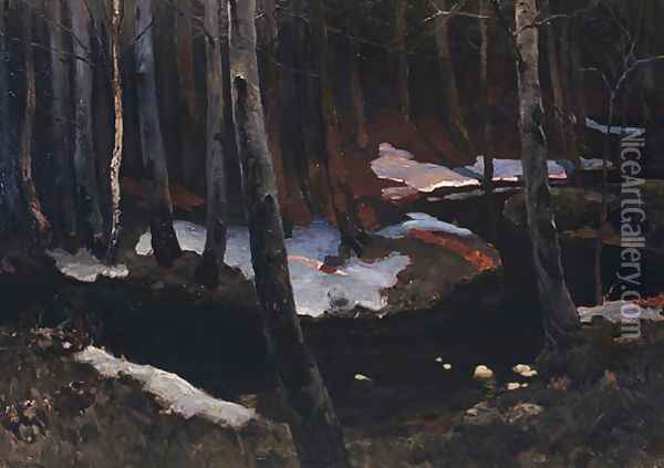 Forest Stream Oil Painting - Ferdynand Ruszczyc