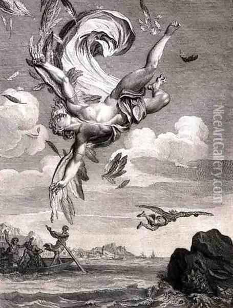 The Fall of Icarus, 1731 Oil Painting - Bernard Picart