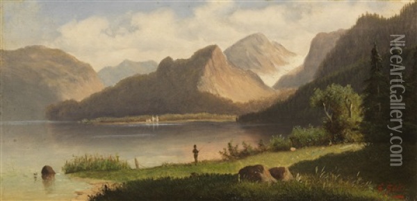 Am Vorderen Langbathsee Im Salzkammergut Oil Painting - Adolf Kaufmann