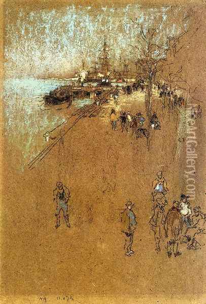 The Zattere; Harmony in Blue and Brown Oil Painting - James Abbott McNeill Whistler
