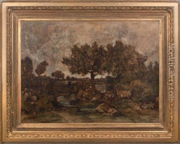 Le Passage Du Gue Oil Painting - Theodore Rousseau
