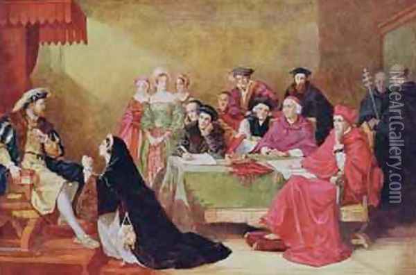 The Trial of Catherine of Aragon 1485-1536 illustration from Hutchinsons Story of the British Nation Oil Painting - Henry Nelson O'Neil