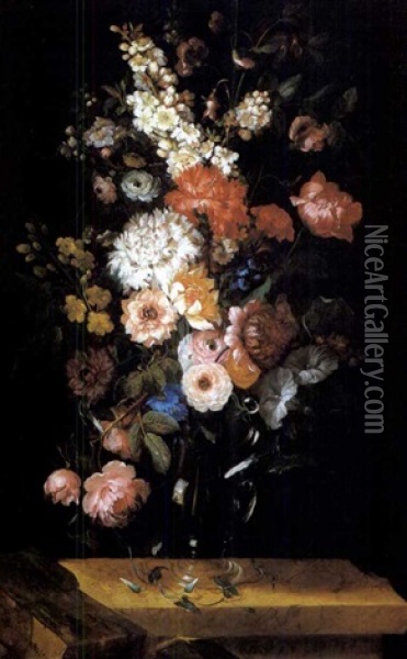 Vase De Fleurs Oil Painting - Benito Espinos