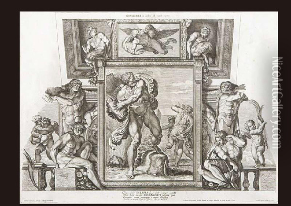 Polyphemos And Akis Oil Painting - Pietro Aquila