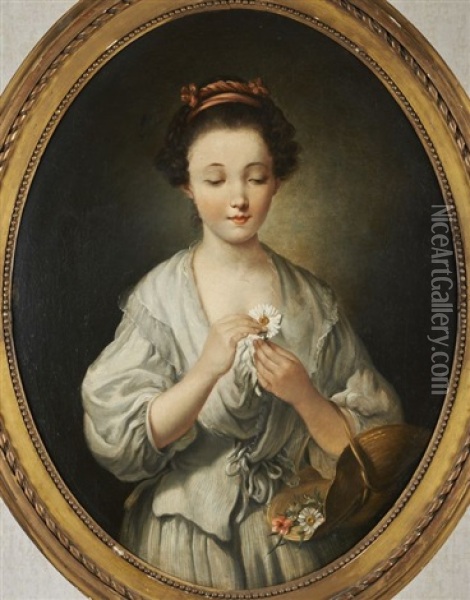 La Jeune Fille A La Marguerite Oil Painting - Jean Baptiste Greuze