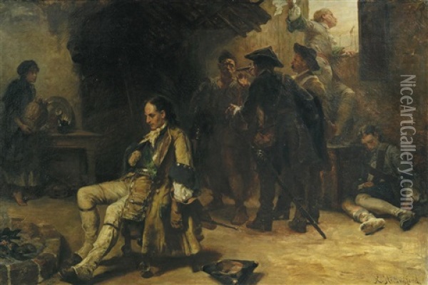 Charles X Of Sweden After The Battle Of Pultova Oil Painting - Robert Alexander Hillingford