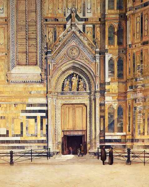 The South Door of the Duomo Oil Painting - Henry Roderick Newman