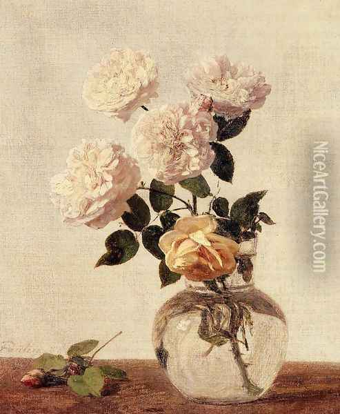 Roses III Oil Painting - Ignace Henri Jean Fantin-Latour