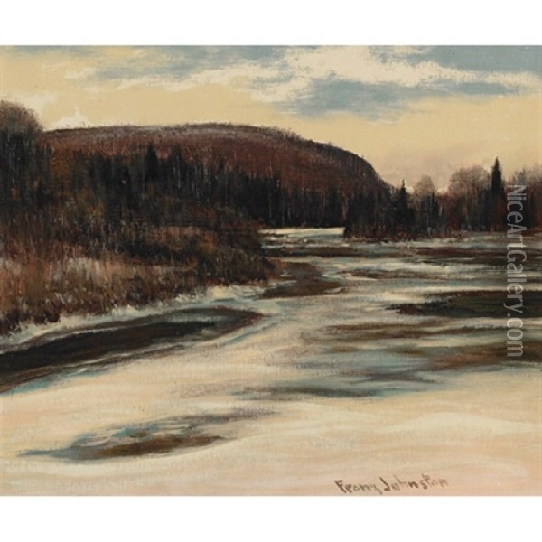 River In Winter Oil Painting - Francis Hans Johnston