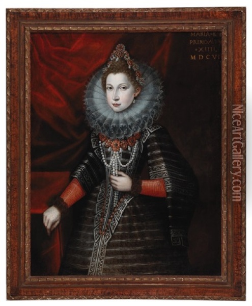 Portrait Of Maria Apollonia, Princess Of Savoy (1594-1656) Oil Painting - Jan Kraek