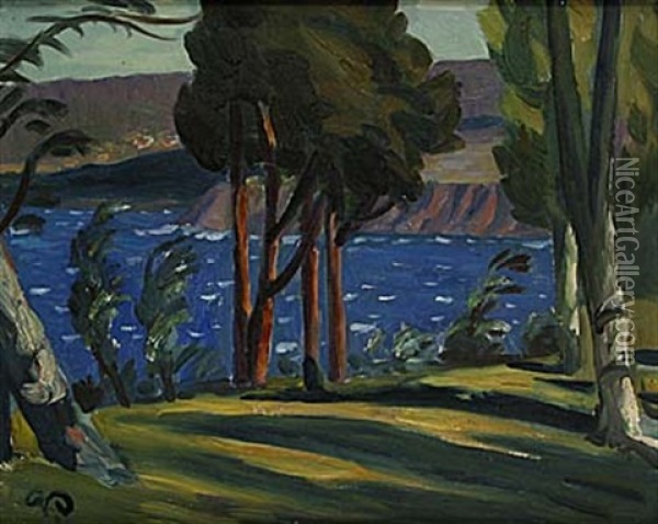 Landskap Vid Vattern Oil Painting - Georg Pauli