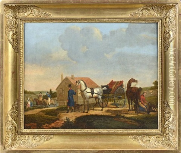 La Halte Des Voyageurs Oil Painting - Edouard Swebach