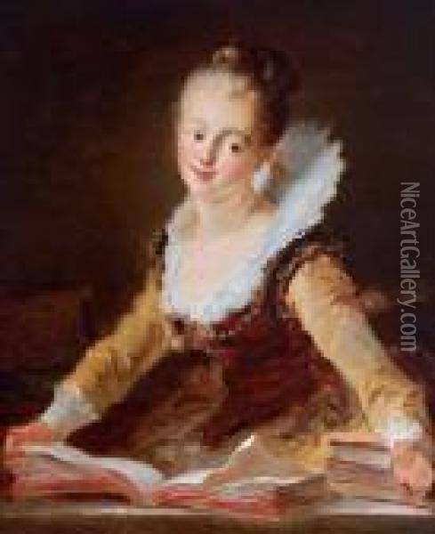 Giovane Donna Con Libri Oil Painting - Jean-Honore Fragonard