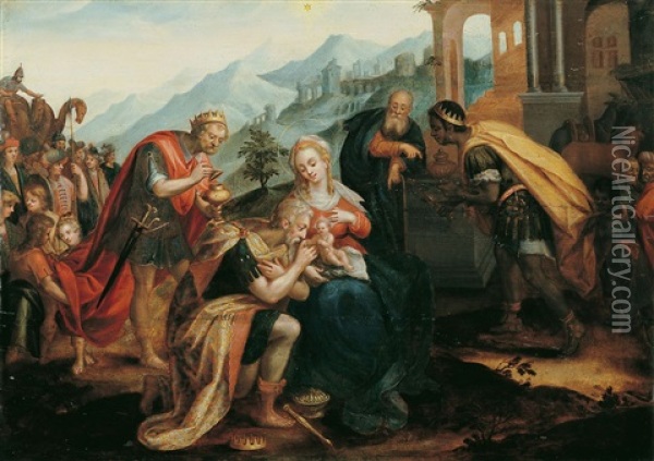 Die Anbetung Der Konige Oil Painting - Frans Floris the Elder