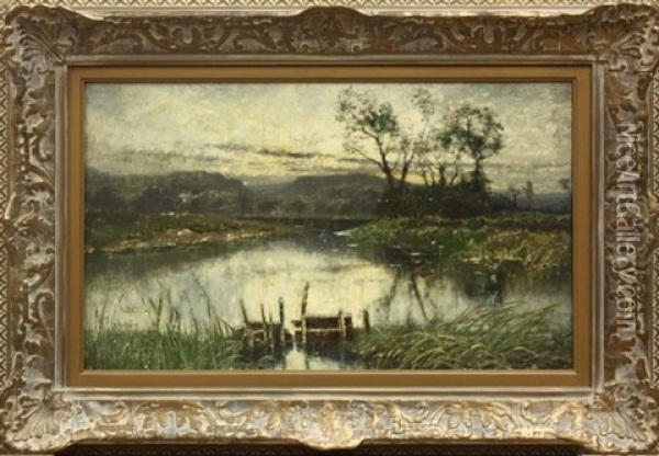 On The Yare Near Norwich Oil Painting - Karl Heffner